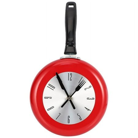 Wall Clock Metal Frying Pan Design 8 inch Clocks Kitchen Decoration Novelty Art Watch