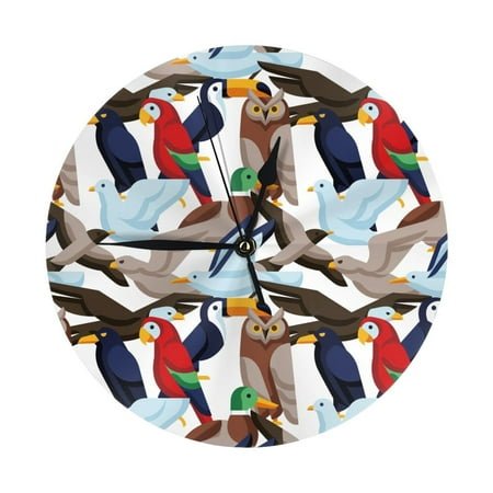Wall Clock, parrot owl Wall Clocks Battery Operated Silent Kitchen Office Wall Clock Decorative, Wall Clock for School Classroom Living Room Bedroom Home Decor