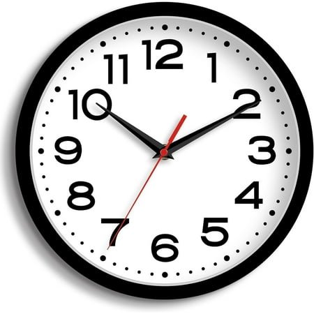 Wall Clock Silent Non-Ticking Modern Clock Battery Operated 8 Inch Small Classic Analog Decorative for Kitchen, Living Room, Office, Bedroom, Bathroom