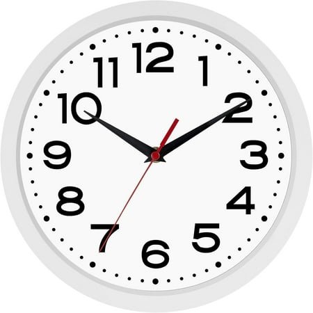 Wall Clock Silent Non-Ticking Modern Clock Battery Operated 8 Inch Small Classic Analog Decorative for Kitchen, Living Room, Office, Bedroom, Bathroom