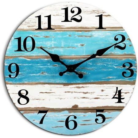 Wall Clock, Silent Non Ticking Battery Operated, Rustic Coastal Country Clock Decorative for Bathroom Kitchen Bedroom 8