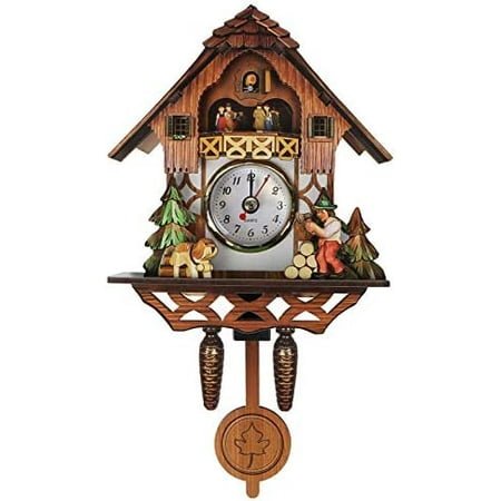 Wall Retro Cuckoo Clock, Wall Art Antique Wooden Clock Victorian Pendulum Decor for Home Cafe Bar Corner (No Battery)