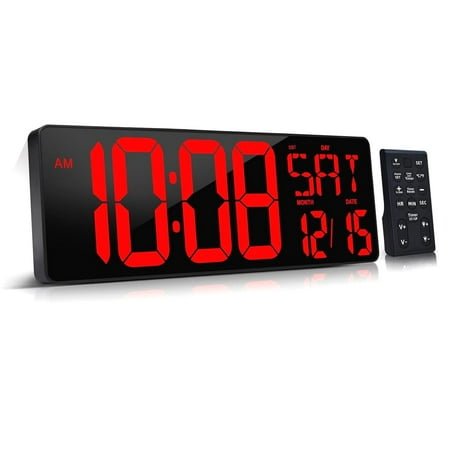 Wellsay Wall Clock (5'' Number) Oversized Display, 17.2 Wall Clock RGB Color Changing, Count Up/Down Timer Clock with Remote, Alarm Clock for