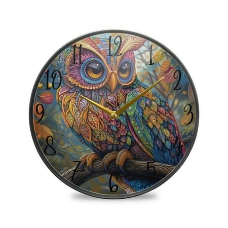WOBOGO Complex Camo Owls Acrylic Wall Clock Battery Operated 11.9in Silent No Tick Bedroom Living Room Office Classroom Decoration