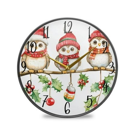 WOBOGO Cute Owls Sitting on The Tree Acrylic Wall Clock Battery Operated 11.9in Silent No Tick Bedroom Living Room Office Classroom Decoration