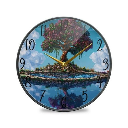 WOBOGO Terraria Style Tree Acrylic Wall Clock Battery Operated 11.9in Silent No Tick Bedroom Living Room Office Classroom Decoration