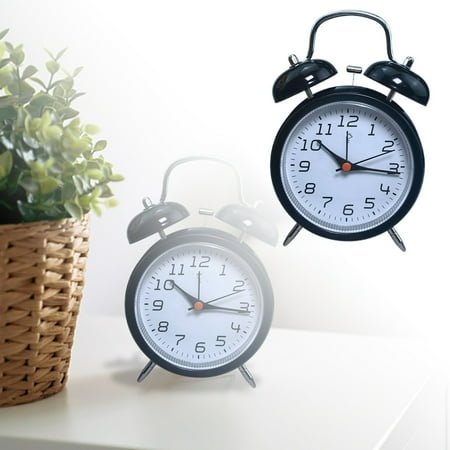 XCYBOO Products Analog Alarm Clock Extra Loud Twin Bells Retro White 6 Inch Silent Non-Ticking Battery Operated, Decorative Bedside Table Desk Vintage Clocks for Heavy Sleepers
