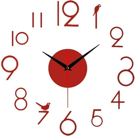 XIEULQP Frameless 3D Mirror Wall Clock - Silent Modern Chronograph for Living Room/Bedroom with Luminous Numerals & Tool-Free Assembly
