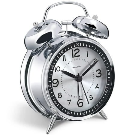 XIEZHIdong Inches Twin Bell Loud Alarm Clock for Heavy Sleepers Kids, Battery Operated Old Fashioned Alarm Clock (Pink)