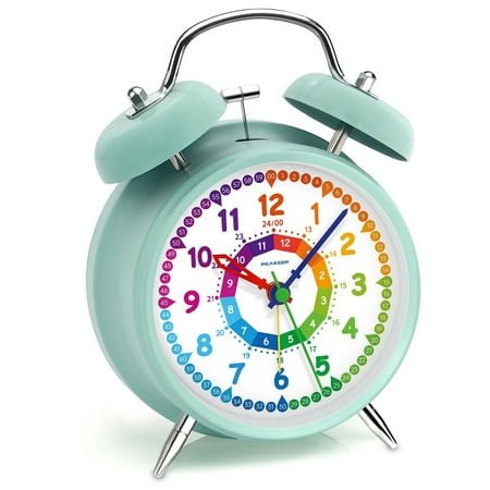 XIEZHIdong Inches Twin Bell Loud Alarm Clock for Heavy Sleepers Kids, Battery Operated Old Fashioned Alarm Clock (Pink)