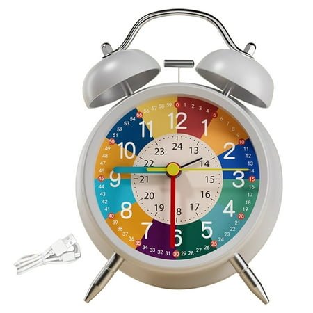 Yoloke Loud Alarm Clock for Heavy Sleepers Adults, Retro Silent Non-Ticking Quartz with Backlight, Twin Bell Analog Kids Alarm Clocks for Bedrooms Bedside