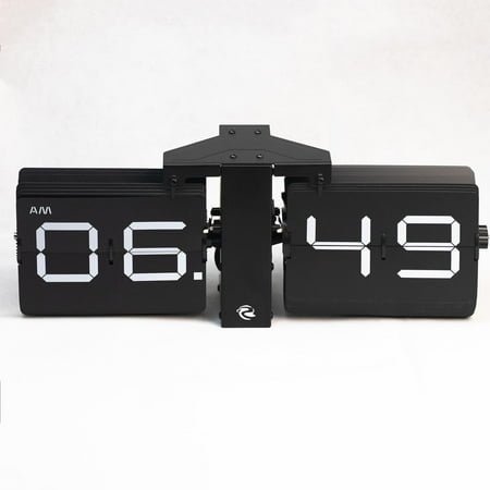 YonderSageTech Retro Flip Clock, Battery Powered Desk & Wall Shelf Clock with Mechanical Number Display, Noise-Free Operation, Oversized Flip Digits, Modern Decor Gift for Home, Office, Studio C95