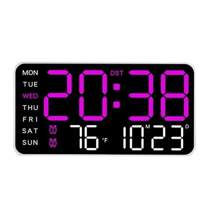 YWMJZEU Digital Alarm Clock 5 Adjustable Brightness Large Display Wall Clock LED Digital Purple Light