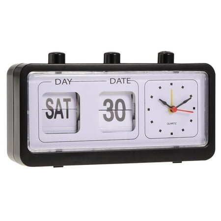 YWMJZEU Retro Fashion Flip Clock Digtal Flip Day Date Time Display Desk Office Clock - B Black