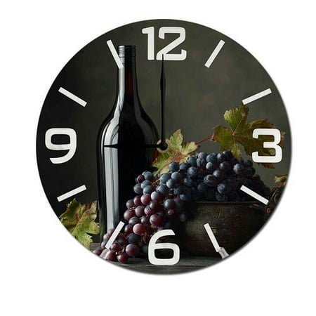ZXCXRQFa Red Wine 10 Retro Vintage Clock Non-Ticking Silent Wood Wall Clocks Battery Operated Decor Retro Design for Kitchen/Living Room/Bedroom/Farmhouse
