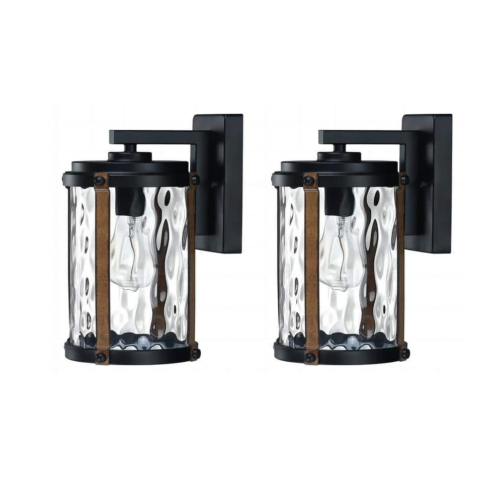1-Light Industrial Matte Black Metal Wall Sconce (2-Pack)