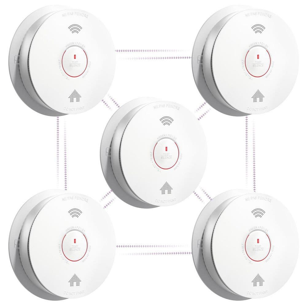 10-Year Battery Powered Wireless Interconnected Smoke and Carbon Monoxide Detector with Voice...