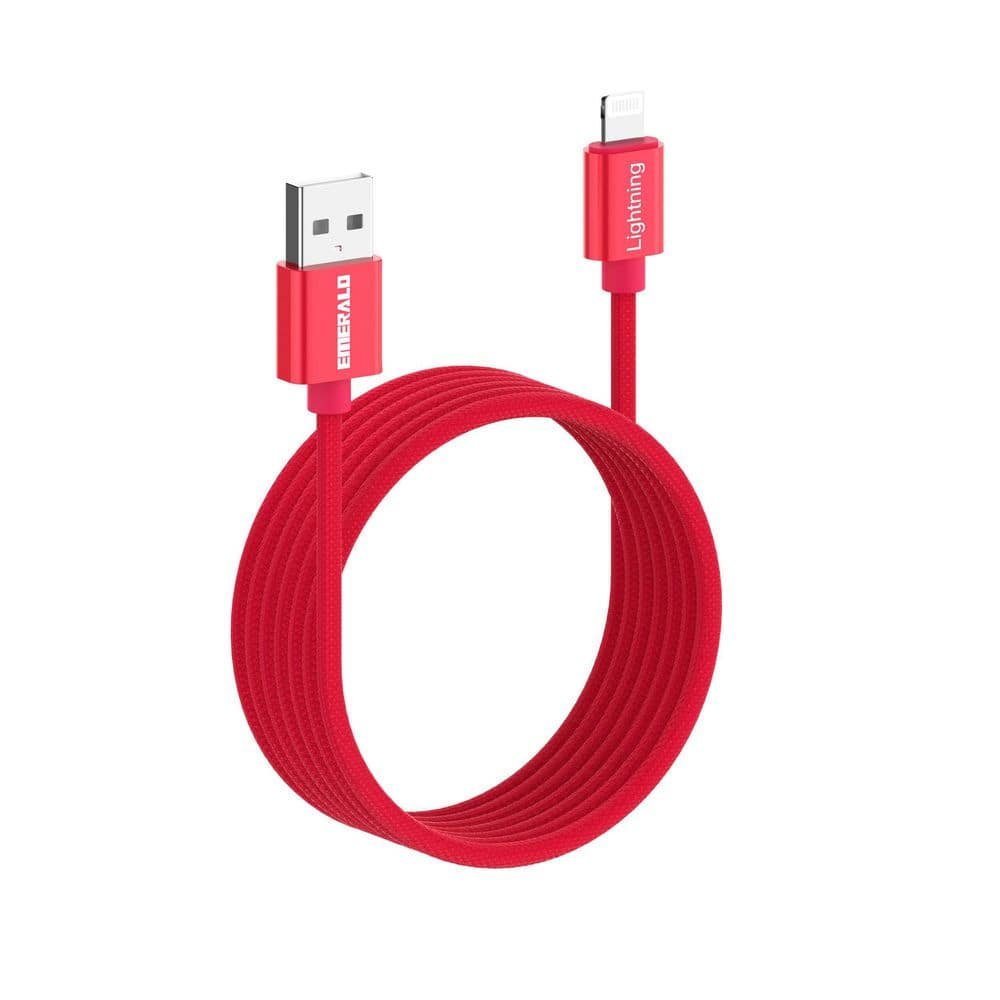 10 ft. Braided Cable Lighting to Standard USB Charging Cable for iPhone...