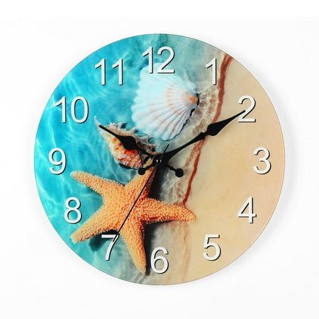 12 Inch Glass Wall Clock - Shell