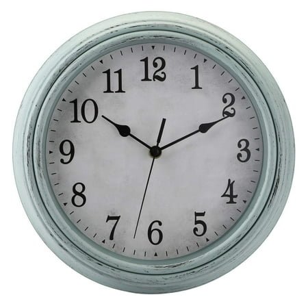 12 Inch Vintage Wall Clock, Teal Silent Non-Ticking Round, Battery Operated Farmhouse Rustic Decorative for Living Room, Kitchen, Home, Office, School