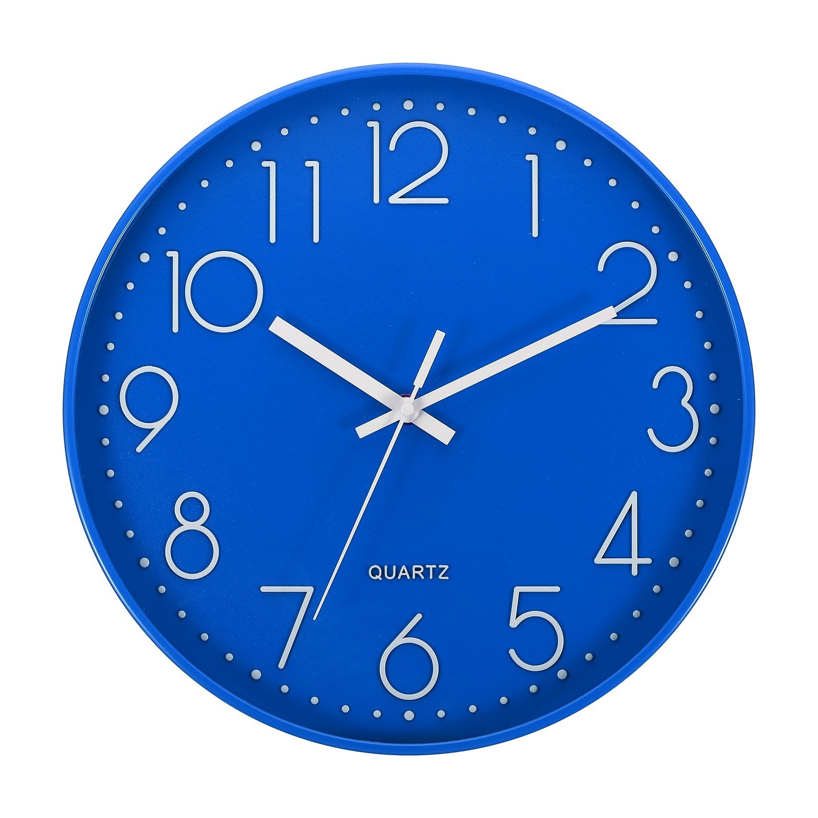 12 Inch Wall Clock Battery Operated Silent Non-Ticking Round Wall Clocks Blue