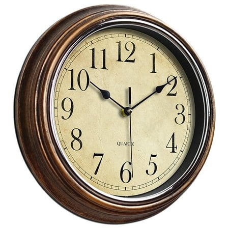 12in Retro Wall Clock Easy to Read Roman Numerals/Arabic Numerals Powered Clocks Home Decorative Ornament Decor