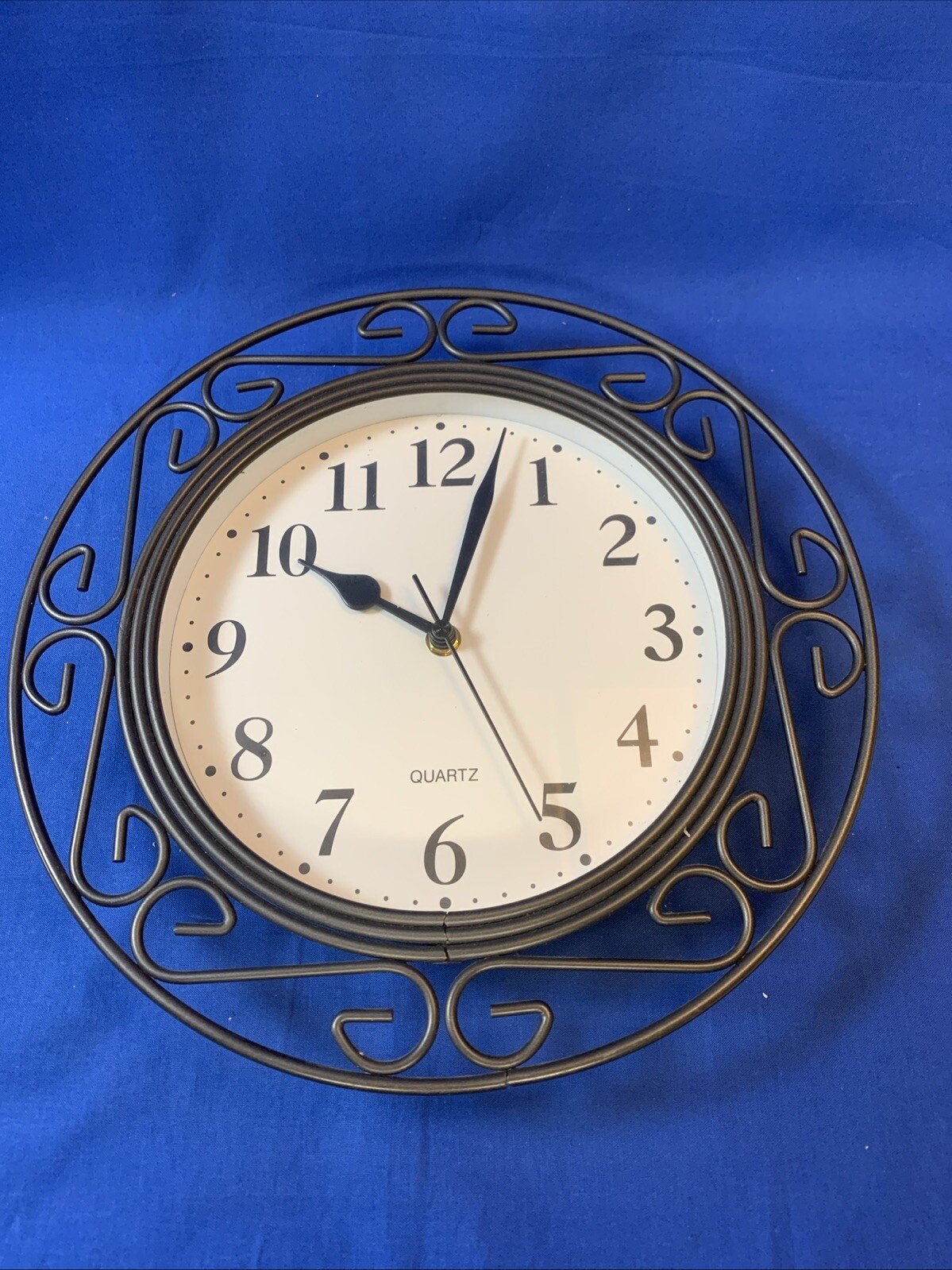 12” Round Wrought Iron Design Quartz Clock Battery Operated
