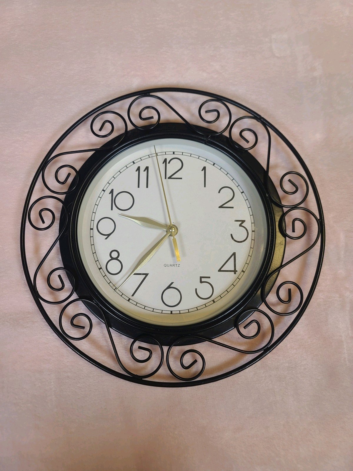 13” Round Wrought Iron Design Quartz Clock Battery Operated