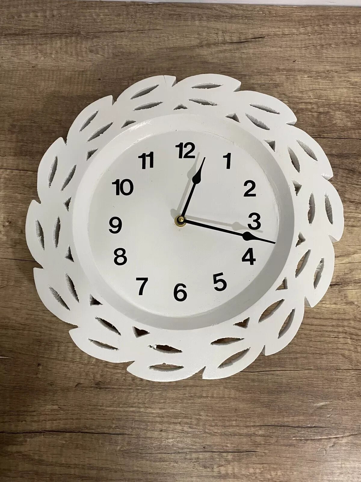 14-inch Round Wooden Wall Clock, Silent Sweep Hand Crafted Large Display