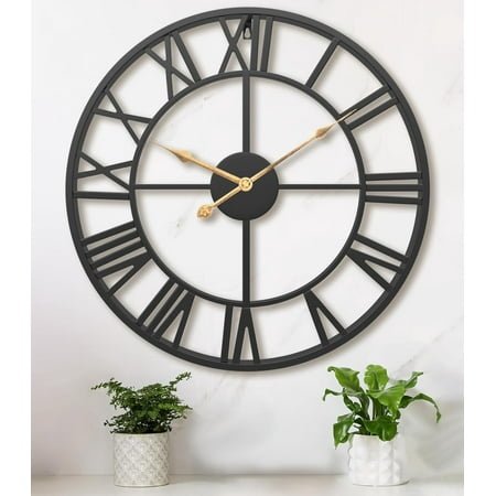 14 Inch Large Wall Clocks for Living Room Decor,Big Silent Battery Operated Metal Wall Clock,Rustic Modern Farmhouse Roman Numerals Wall Clock for Kitchen,Office,Bedroom,Dinng Room