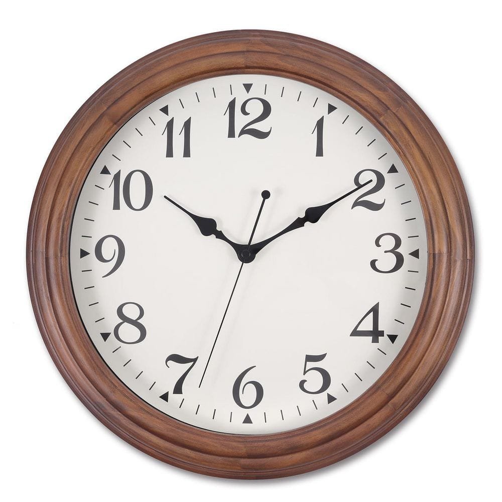 14 in x 14 in Brown Wooden Wall Clock, Retro Wood Wall...