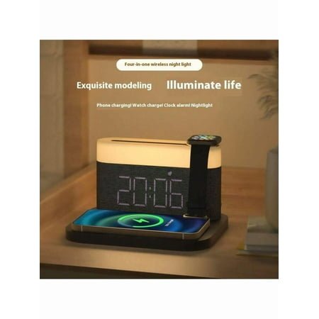 15W QI Wireless Charging Digital Alarm Clock - LED Night Light, Touch Control, Adjustable Brightness | Compatible with iPhone 15-6, iPad, AirPods, Galaxy, Laptop, Smartwatch