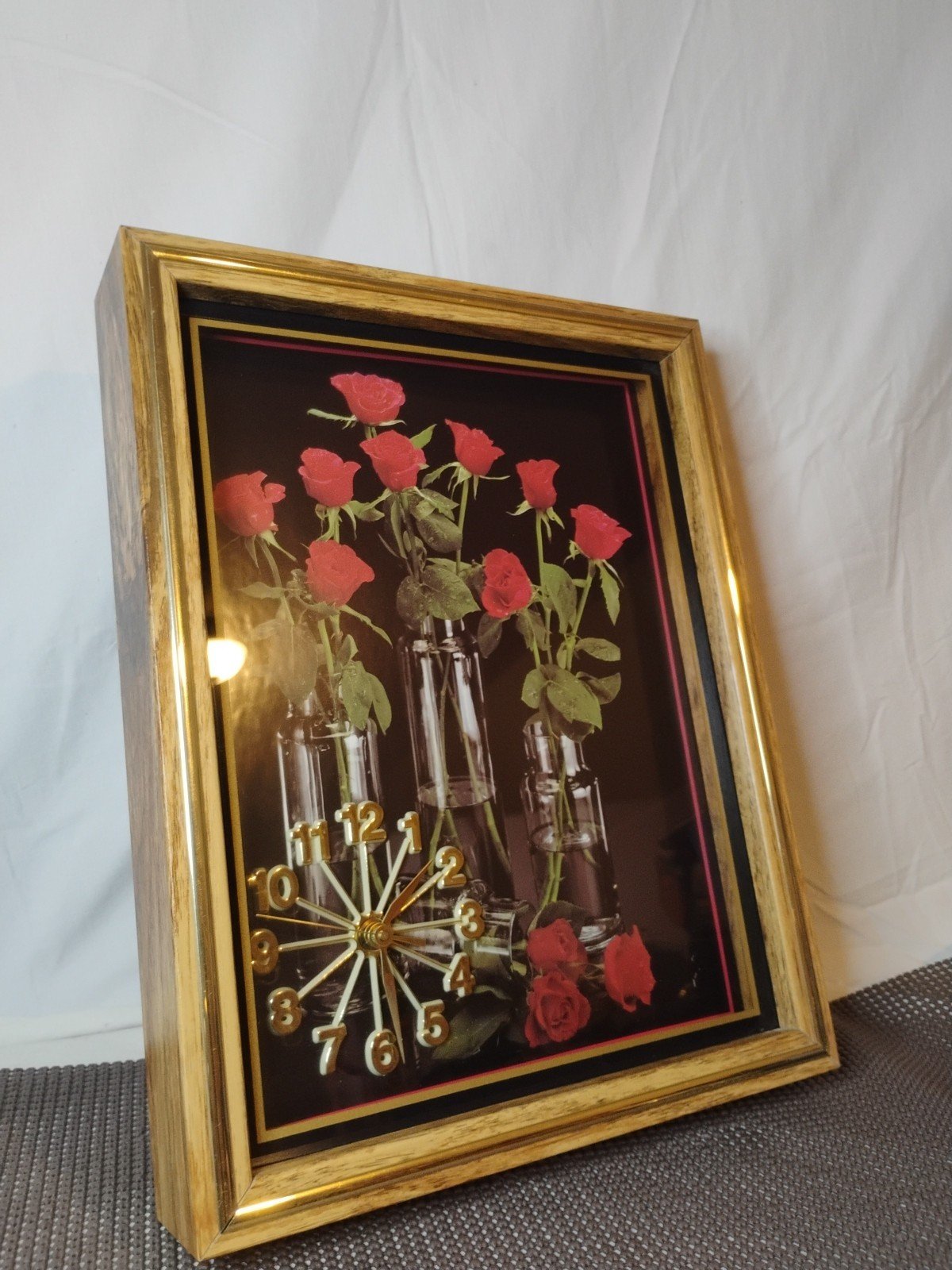 1980s Hanging Wall Clock Vintage Large Square / Birds / see description