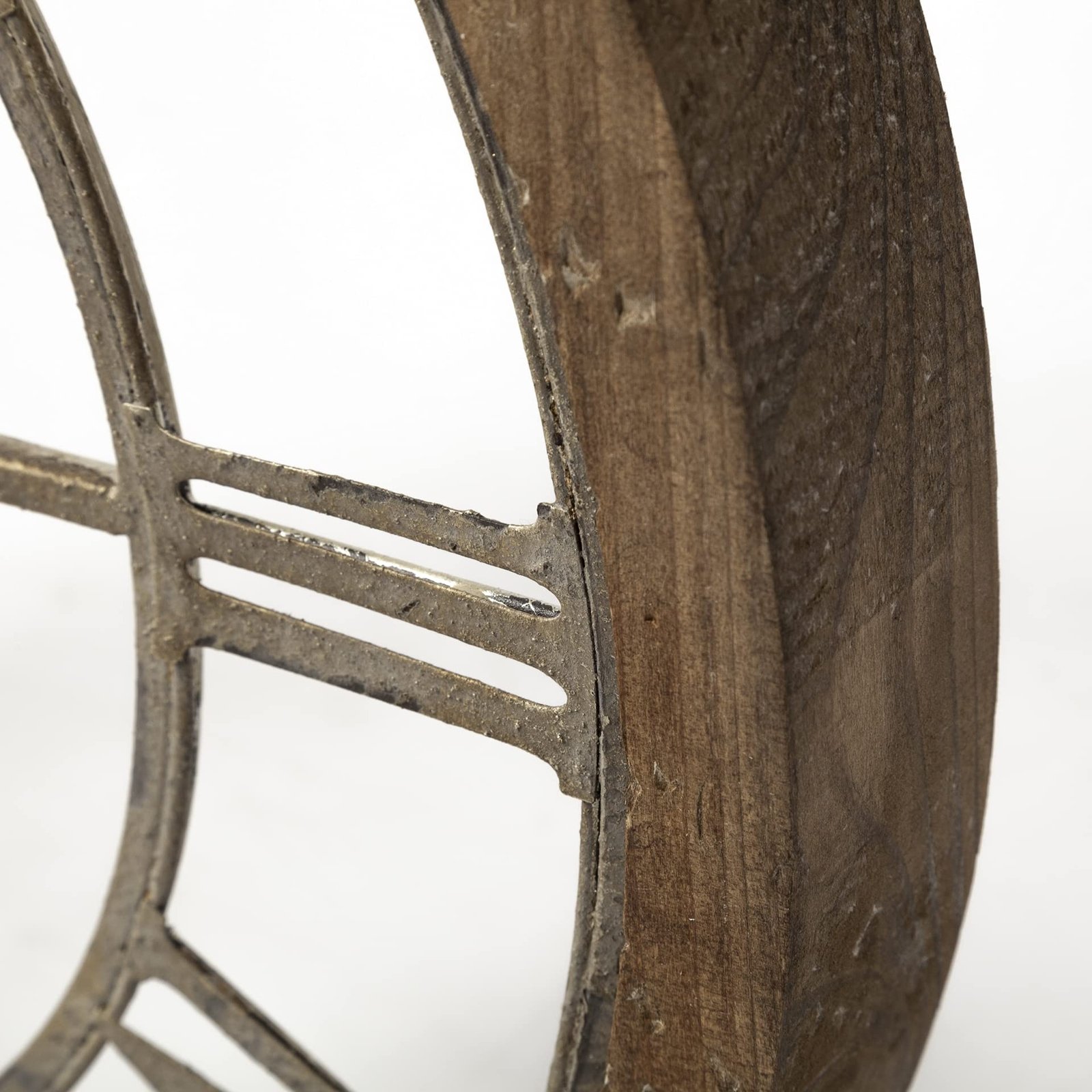 19 Whitewash Brown Round Modern Farm Wall Clock