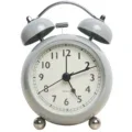 1 Pcs Metal Alarm Clock Twin Bell Silent Alloy Digital Desk Clock Electronic Alarm Clocks Desktop Table Watches Home Decor (Grey)
