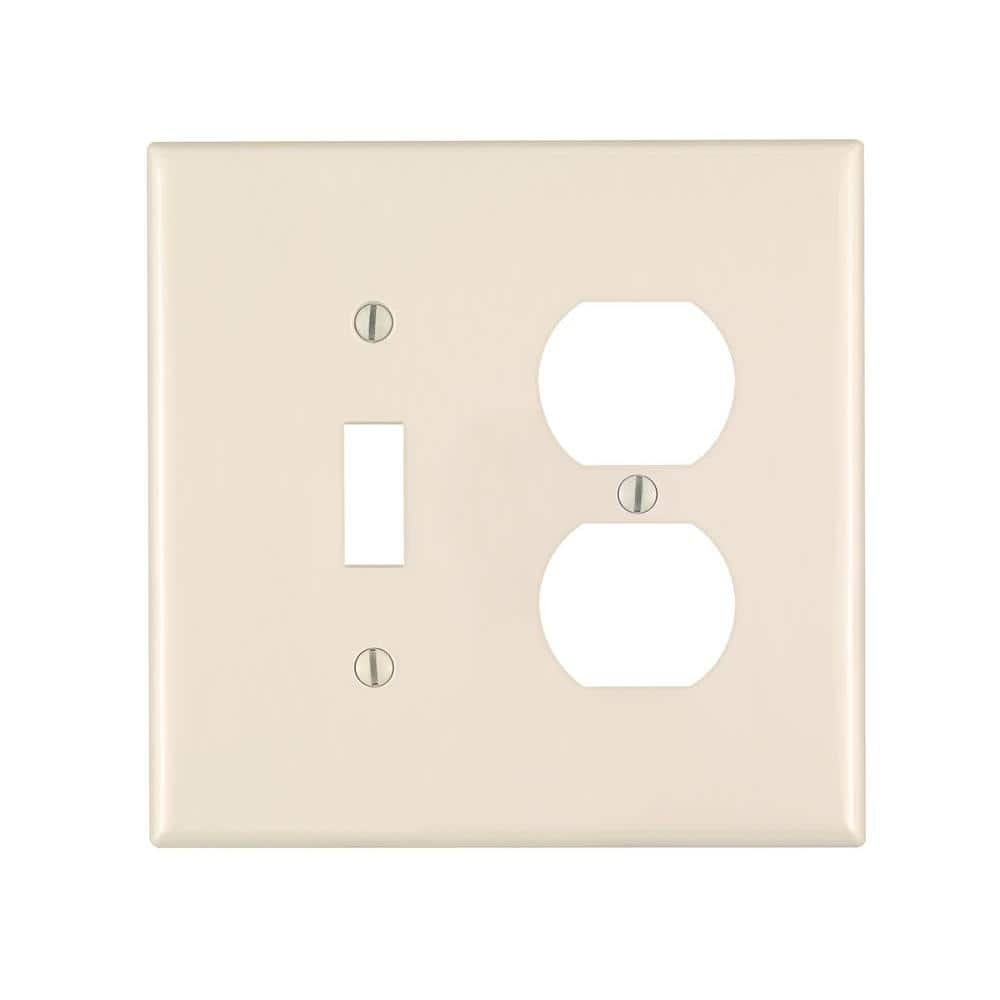 2-Gang Light Almond 1-Toggle / 1-Duplex Outlet/Receptacle Nylon Midway/Midsize Wall Plate (1-Pack)...