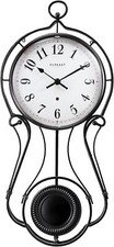 20 Inch Black Metal Pendulum Wall Clock, Large Schoolhouse Regulator Wall Clocks