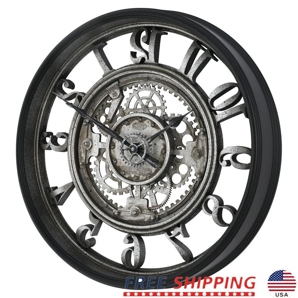 20 Inch Indoor Rustic Metal Arabic Analog Wall Clock with Moving Gears Lightweig photo 20 Inch Indoor Rustic Metal Arabic Analog Wall Clock with Moving Gears Lightweig featured image