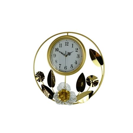 20 Round Gold and White Floral Wall clock