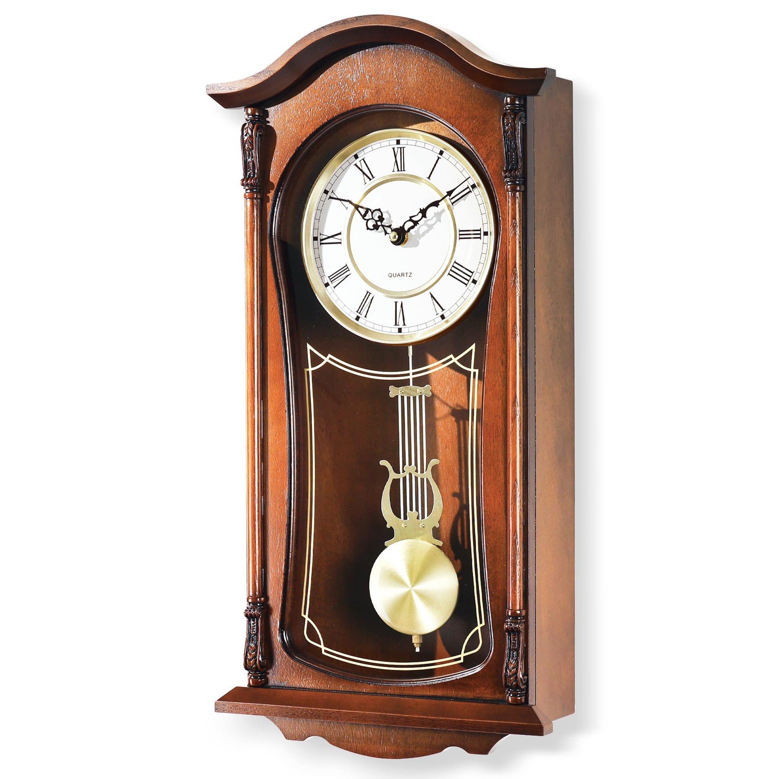 ® 22IN Grandfather Vintage Wall Clock with Pendulum and Chime, Hour/Quarter-H...