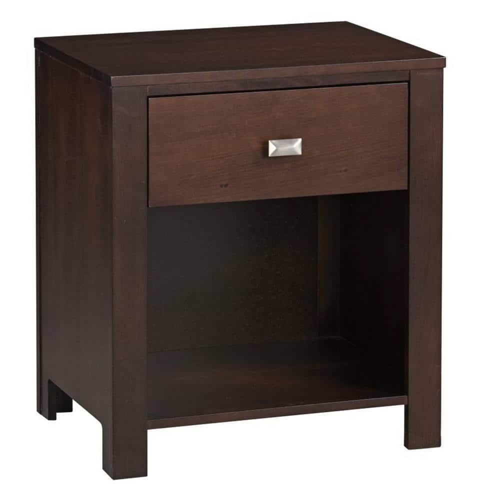 23 in. 1-Drawer Brown Wooden Nightstand