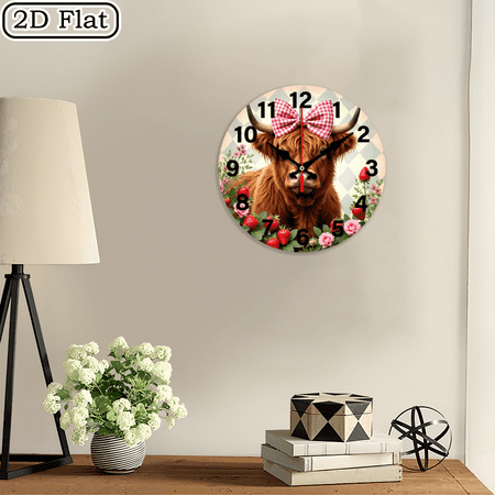 2D flat 1pc,Rustic Round Iron Wall Hanging_ wood wall clock Home&Seasonal Decoration, For Yard, Mall, Garage, Coffee Shop, Home, Best Gift, for a Friend room decor halloween 10*10inch