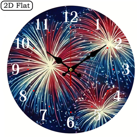 2D Flat 1pc Stainless Steel Design Silent Wall Clock - Wooden, Ideal for home, Office Decor, Perfect Christmas or New Year Gift, Room Decoration, Birthday Gift for Lovers 10Inch