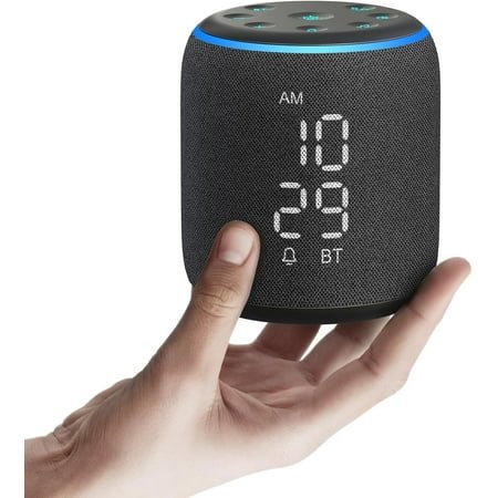 3-inch Portable Sound Machine Alarm Clock - Rechargeable Bluetooth, Glow Night Light, White, for Kids, Travel & Bedroom