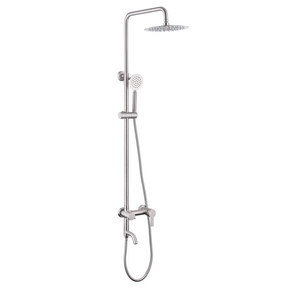 304 Stainless Steel Outdoor Wall Bar Shower Kit with Rotating Rain Shower...