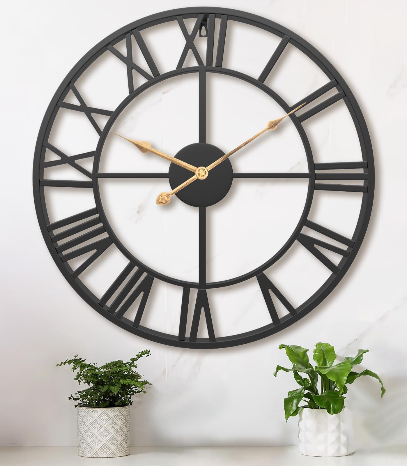 30 Inch Extra Large Giant Wall Clock,Oversized Round Silent Vintage Industria...