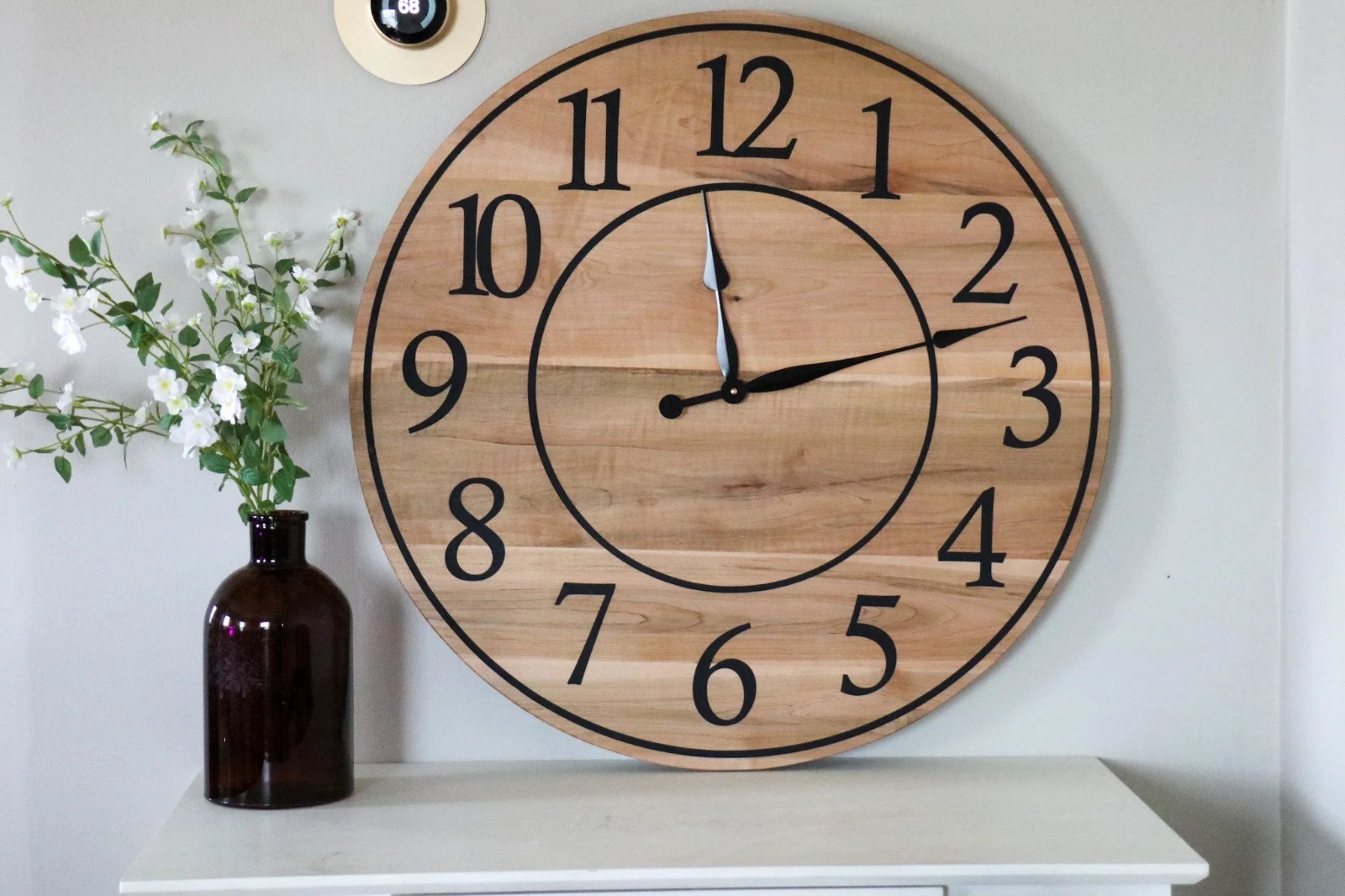 30" Solid Soft Maple wall clock, modern farmhouse, free shipping