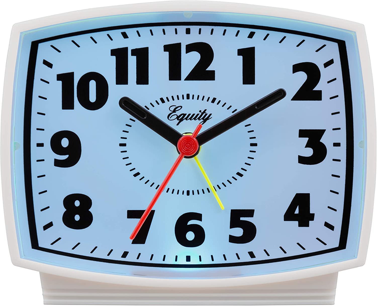 33100 Electric Silent Analog Alarm Clock with Lighted Dial, White