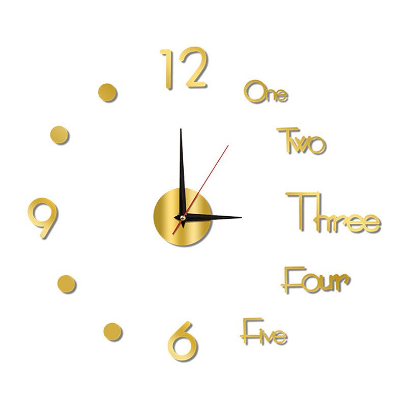 3D Large Wall Clock Mirror Surface Modern DIY Sticker Office Home Shop Art Decor