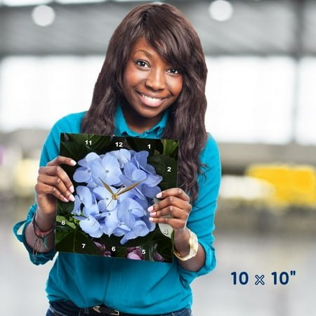 3dRose, Blue Hydrangea, 10x10 Wall Clock